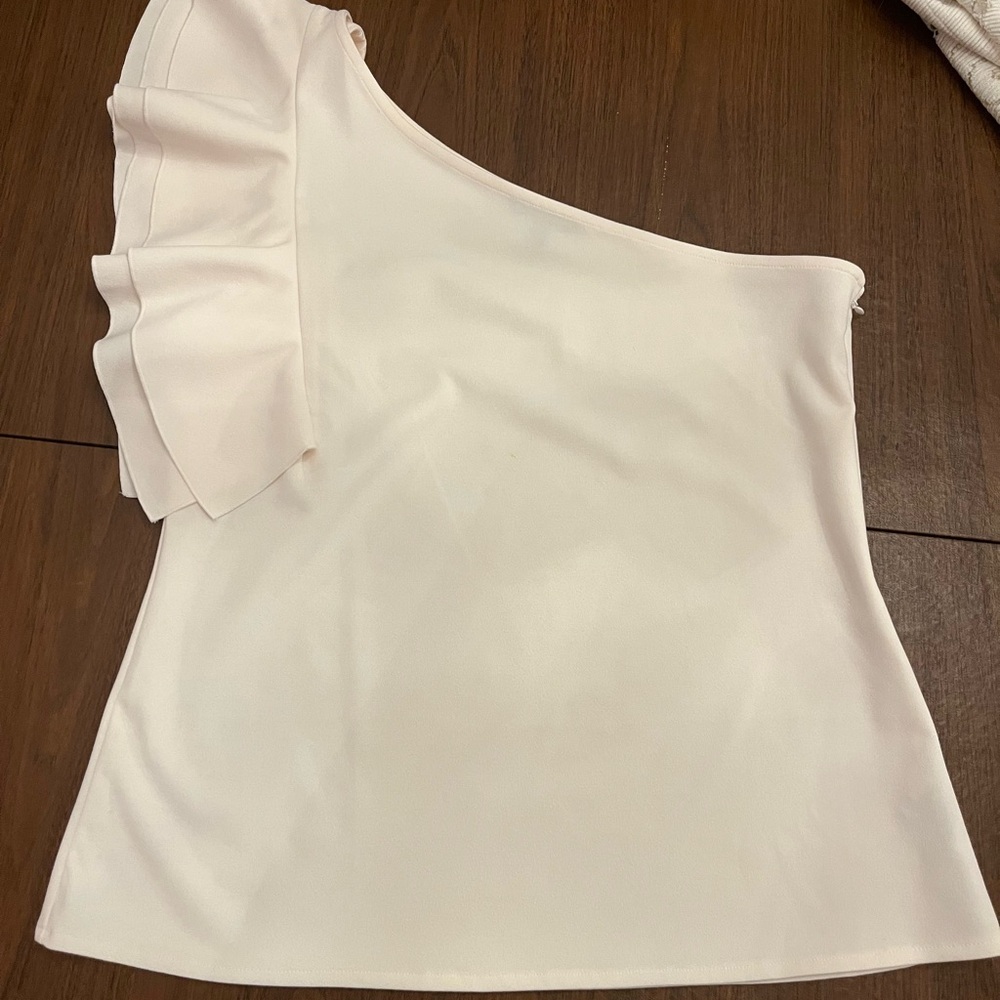 Banana Republic - Cream Shoulder Top with Ruffle Sleeve